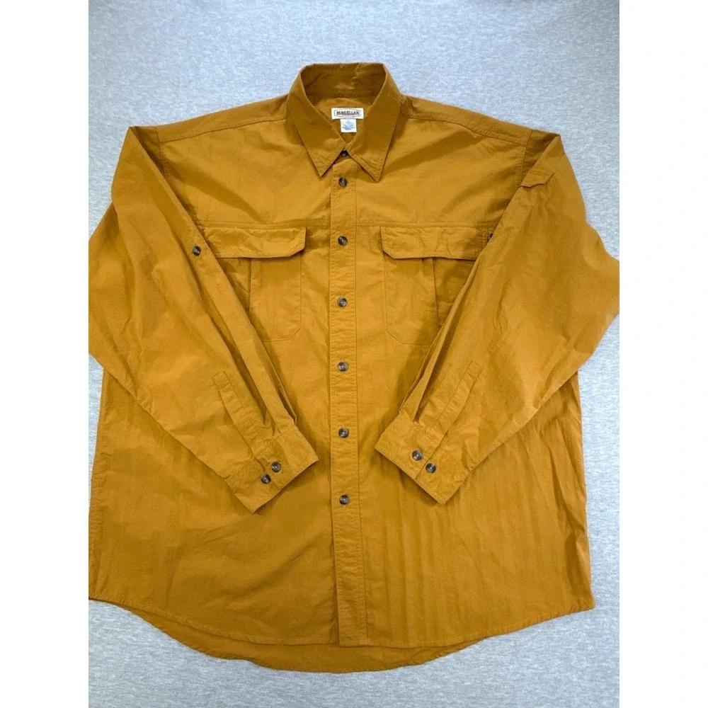Magellan‎ Sportswear Mens XL Fishing Shirt Long Sleeve Nylon Mesh Back Mustard